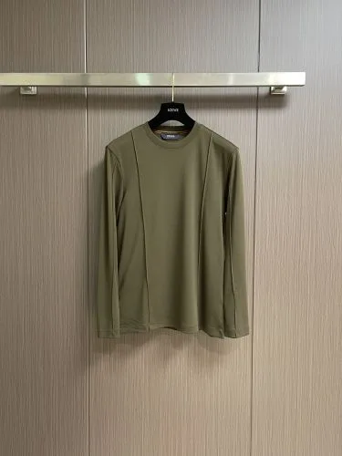 シンプル 洗練された エルメネジルド・ゼニア Tシャツ 偽物 コットン 長袖Tシャツ グリーン
