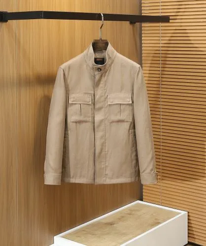 上品 カジュアル リネン ブルゾン エルメネジルド・ゼニア ジャケット 偽物 カーキ