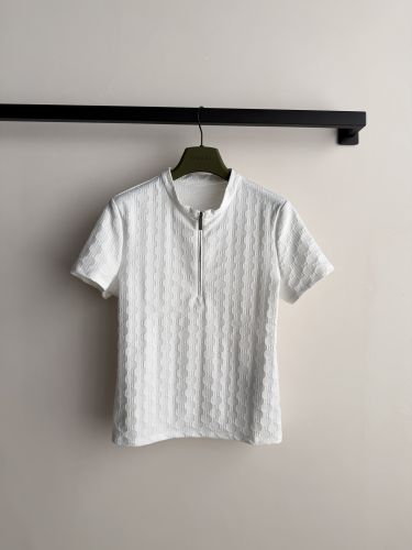 ハーフジップ GGジャガード 半袖トップス グッチ Tシャツ 偽物 ホワイト