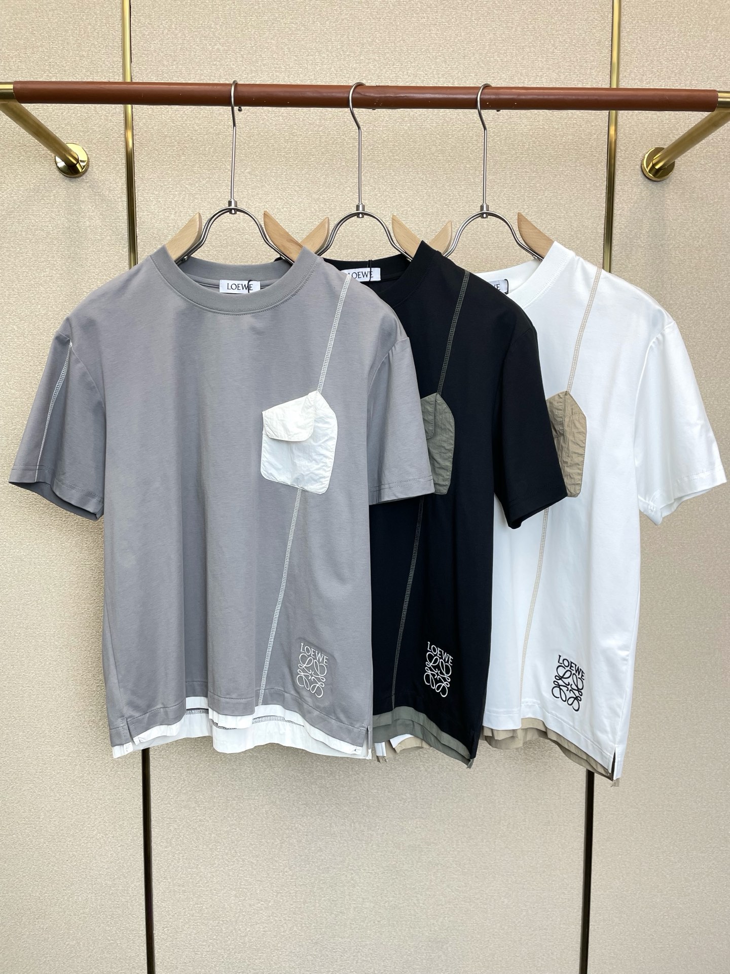カジュアル ロゴ刺繍 クルーネック 半袖Tシャツ ロエベ Tシャツ コピー