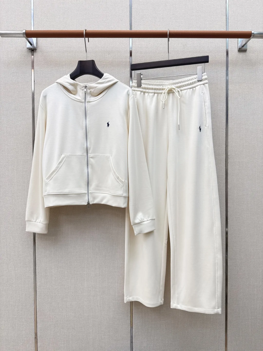 ラルフローレン セットアップ 偽物 ジップアップパーカー&ワイドパンツ 上下セット ホワイト