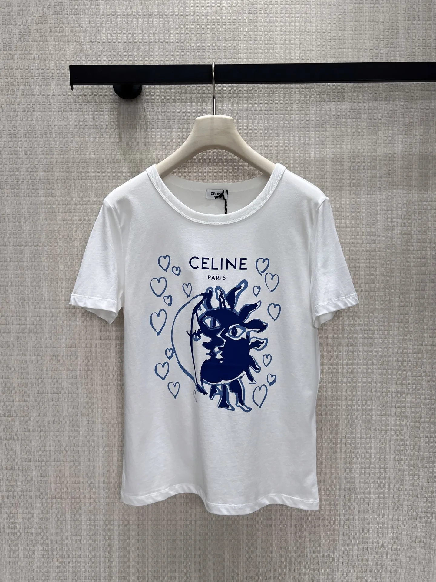 お洒落 ロゴプリント 半袖Tシャツ セリーヌ Tシャツ 偽物 コットン ホワイト
