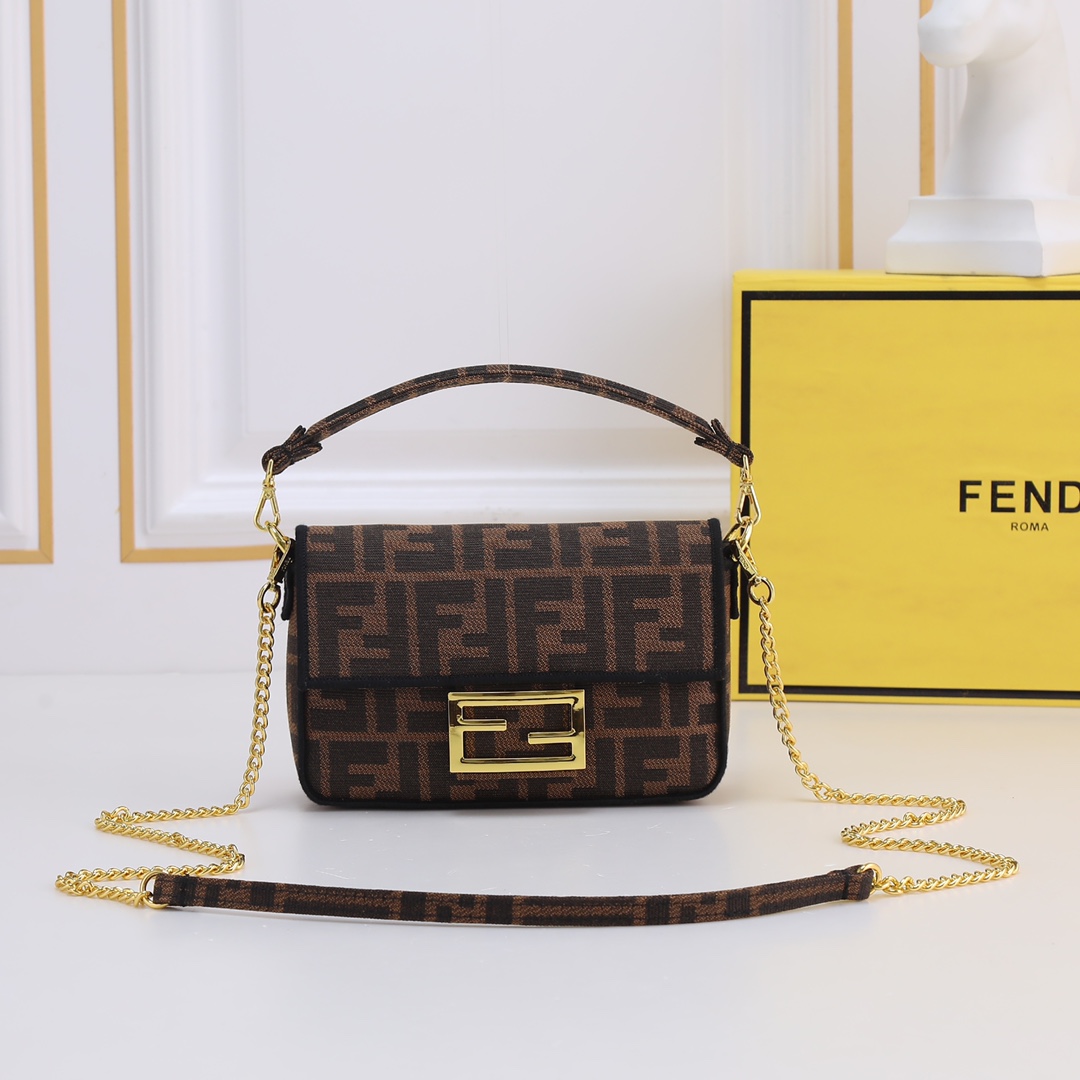 FENDI バゲット ミニ ブラウンファブリック バッグ - www ...