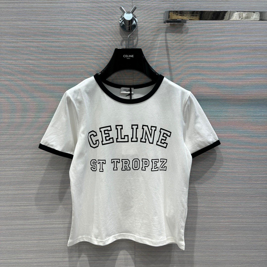定番 クルーネック 半袖 セリーヌ CELINE ST TROPEZ コットン Tシャツ スーパーコピー 