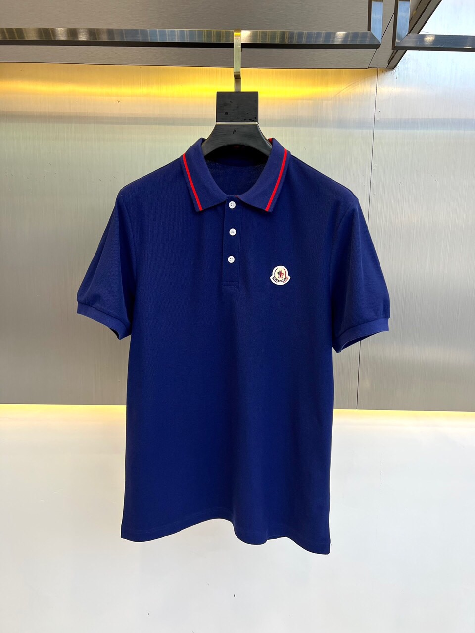 洗練された コットンピケ ポロシャツ モンクレール Tシャツ コピー 半袖 トップス ブルー