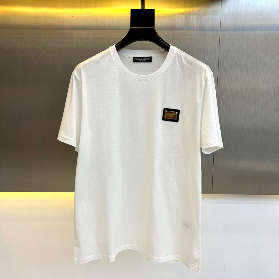 ベーシック メンズTシャツ コットン ロゴプレート ドルチェ&ガッバーナ Tシャツ コピー ホワイト