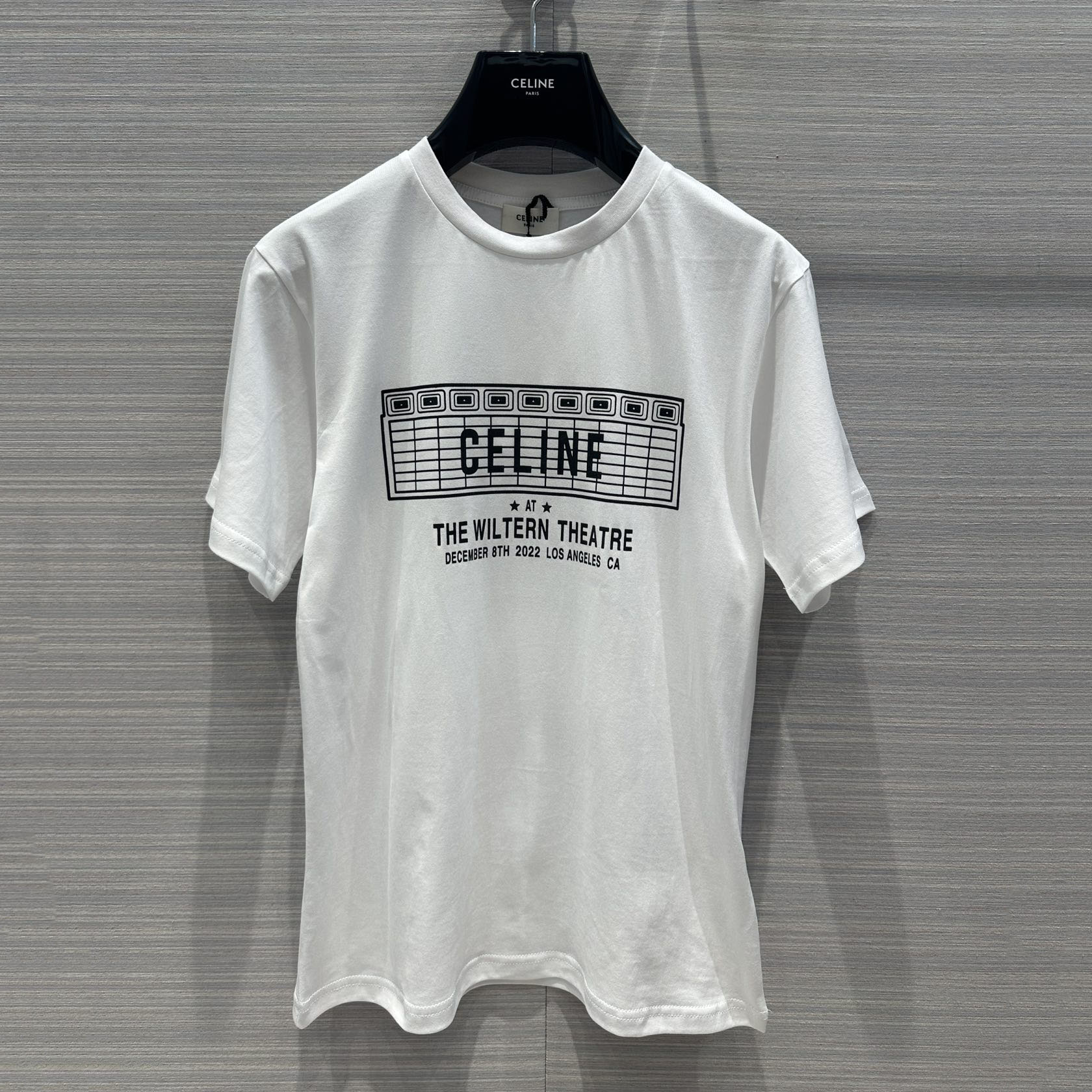 セリーヌ Tシャツ コピー シンプル プリント クルーネック 半袖 コットン ホワイト