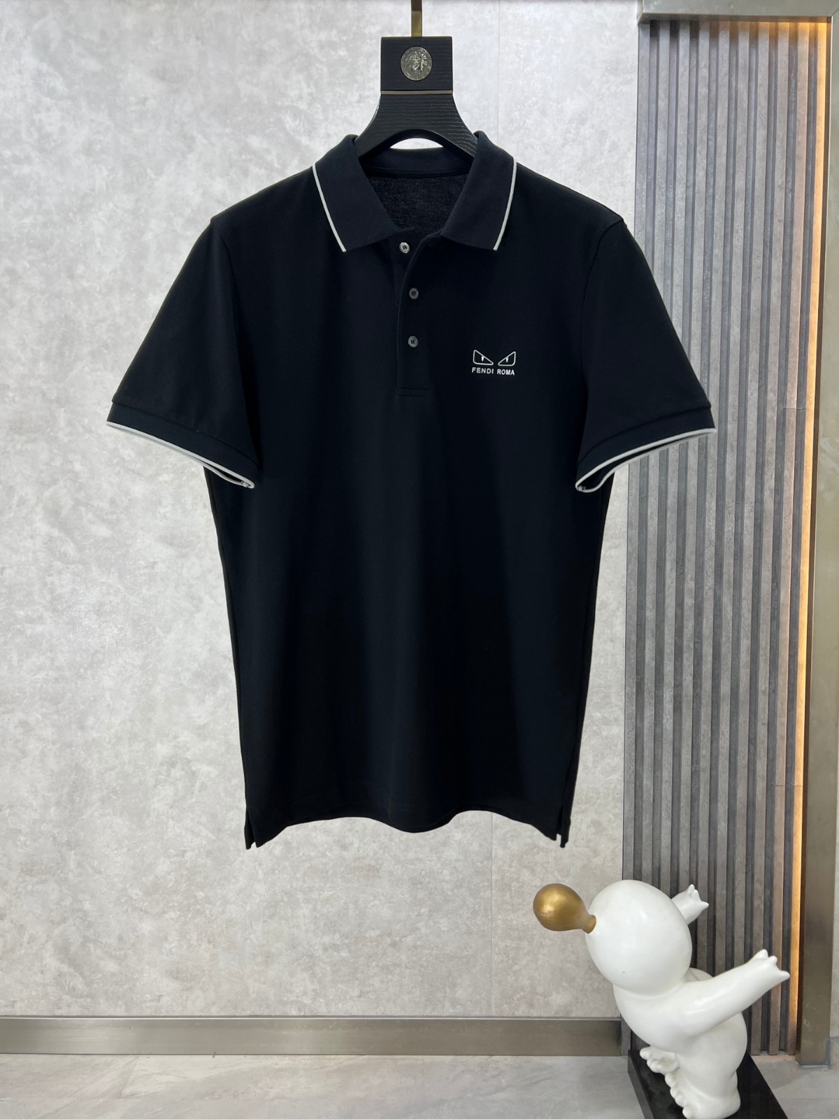 フェンディ Tシャツ コピー カジュアル 定番 半袖 ポロシャツ ブラック