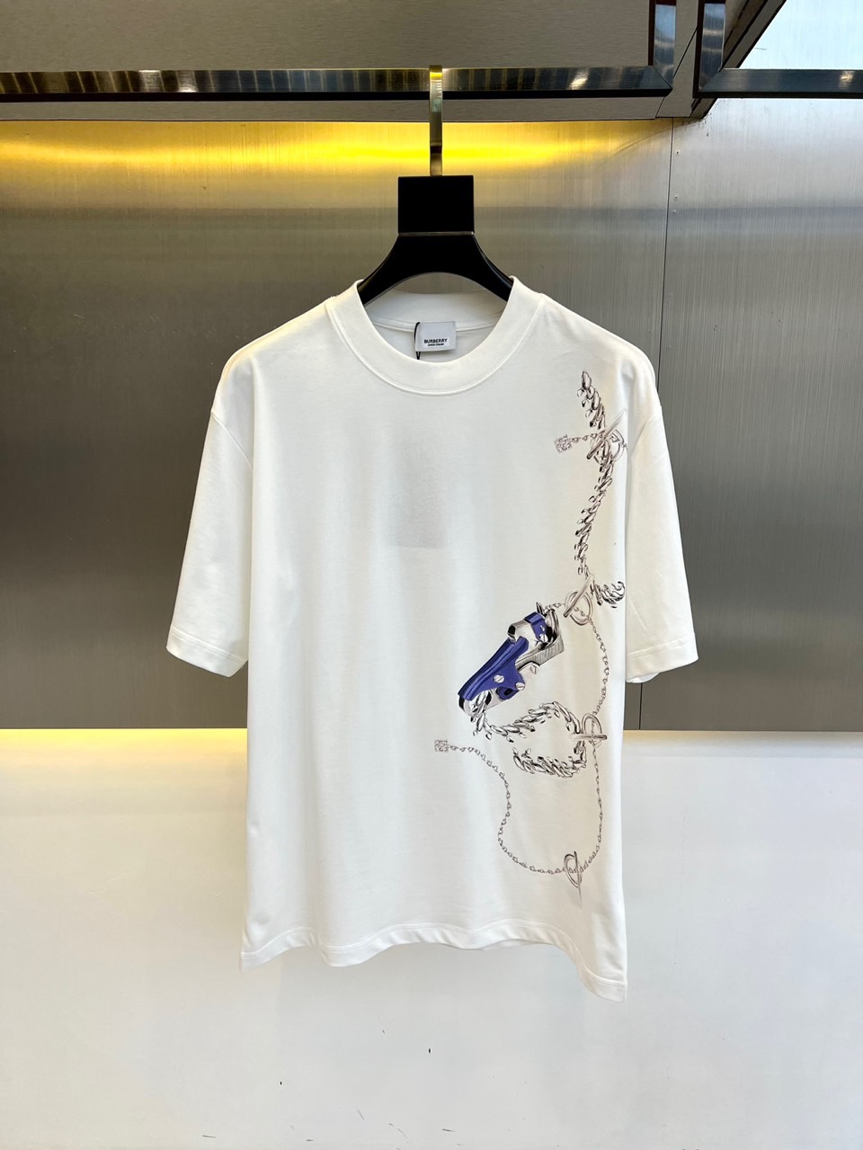 カジュアル プリント コットンＴシャツ バーバリー 半袖Tシャツ コピー ホワイト