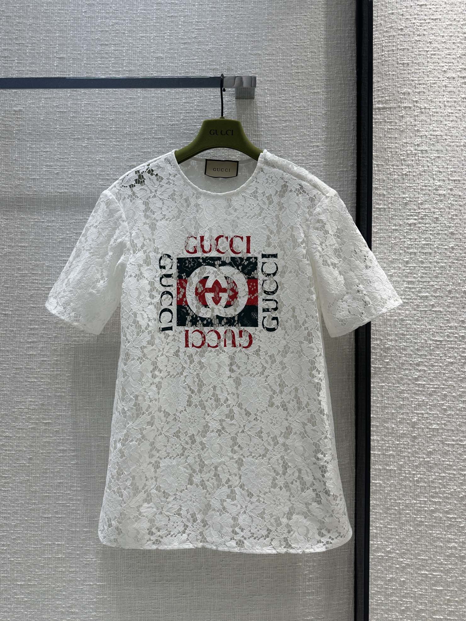 GUCCIプリント フローラル レース トップ グッチ Tシャツ コピー ホワイト