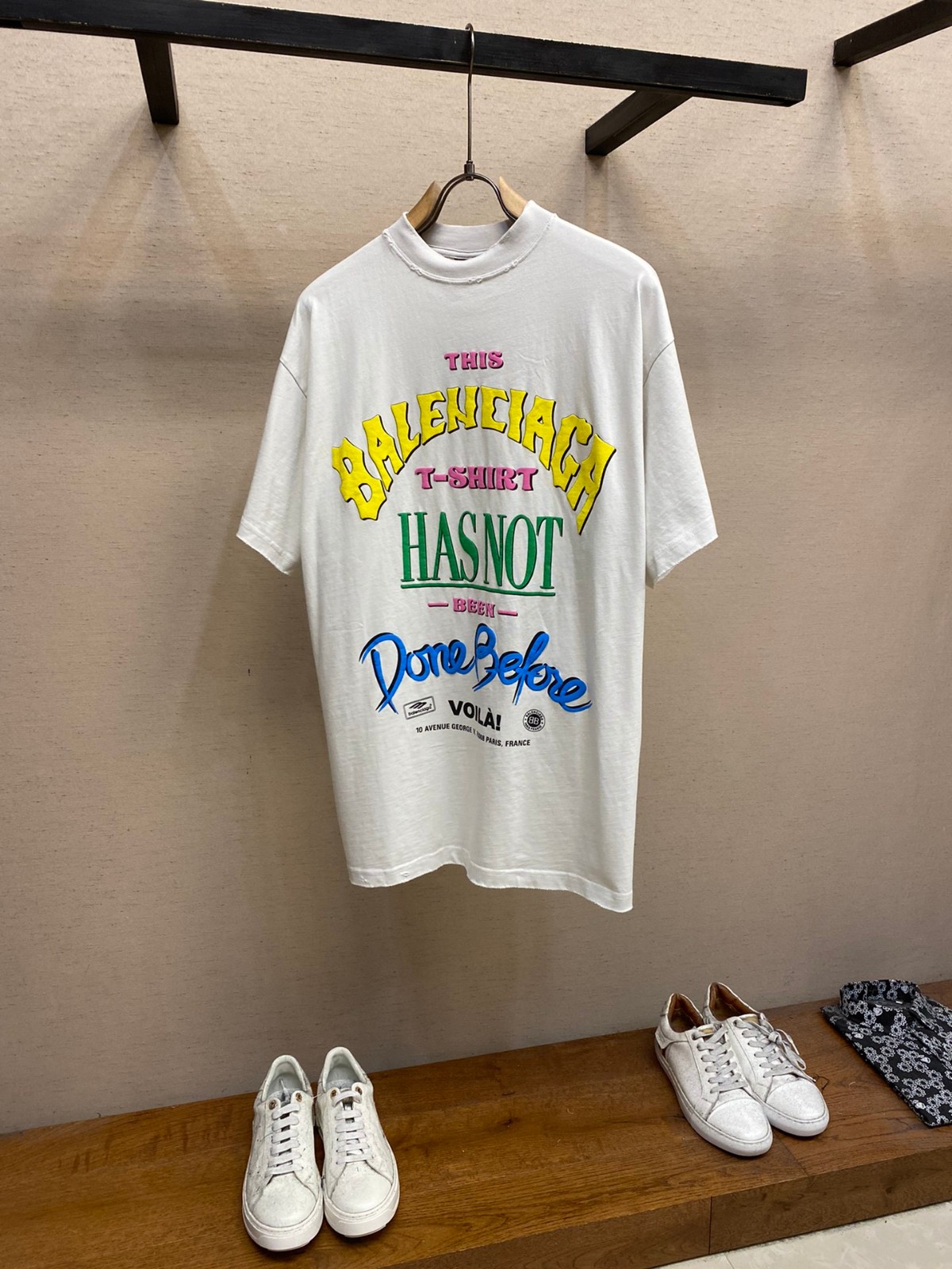 オーバーサイズ プリントTシャツ バレンシアガ 半袖Tシャツ コピー ユニセックス ホワイト