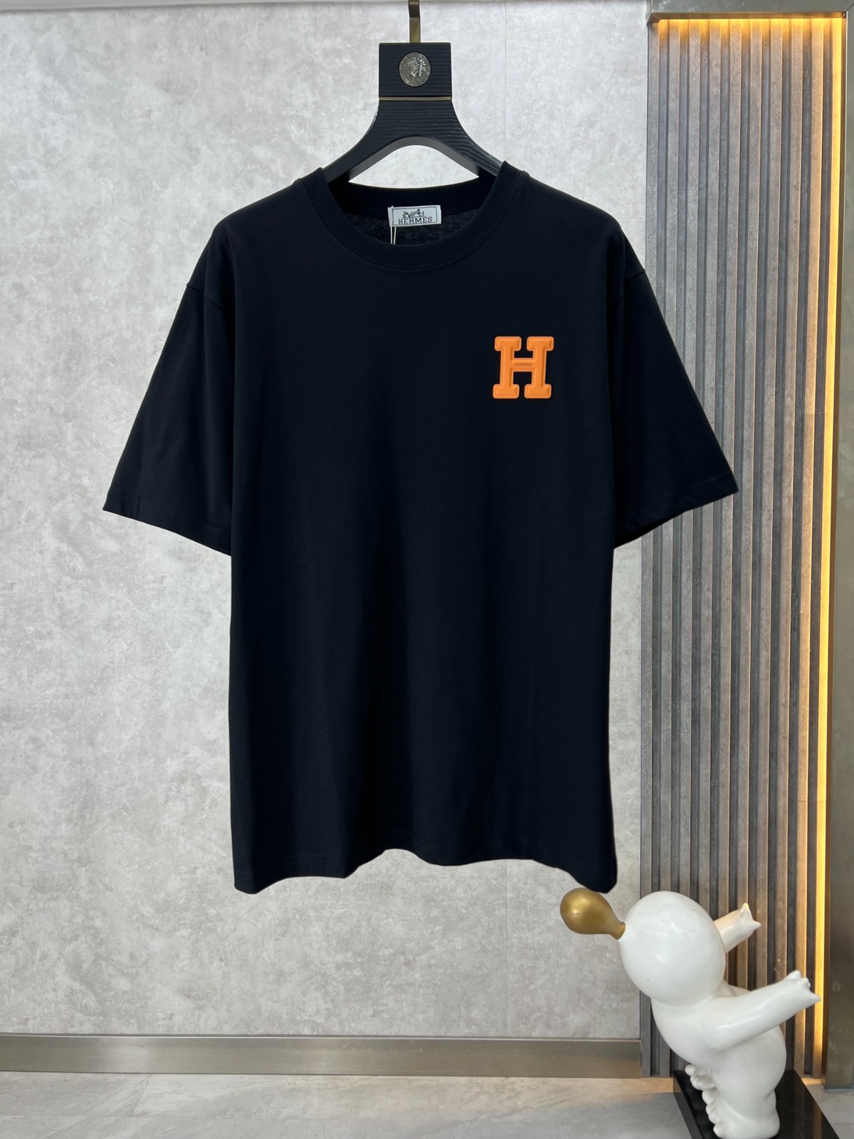 シンプル Hパッチ エルメス Tシャツ コピー クルーネック 半袖Tシャツ ブラック